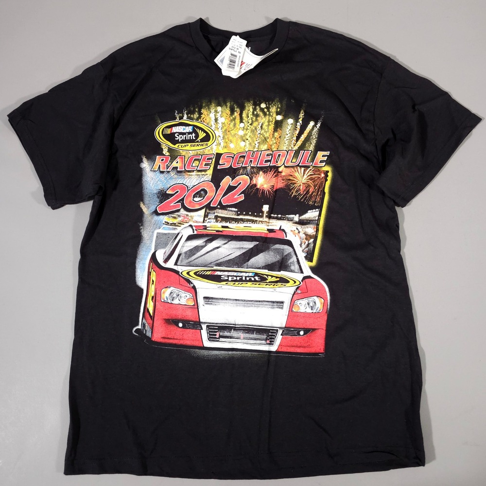 NASCAR T-Shirt Mens XL Black 2012 Sprint Cup Series Race Schedule Graphic Tee